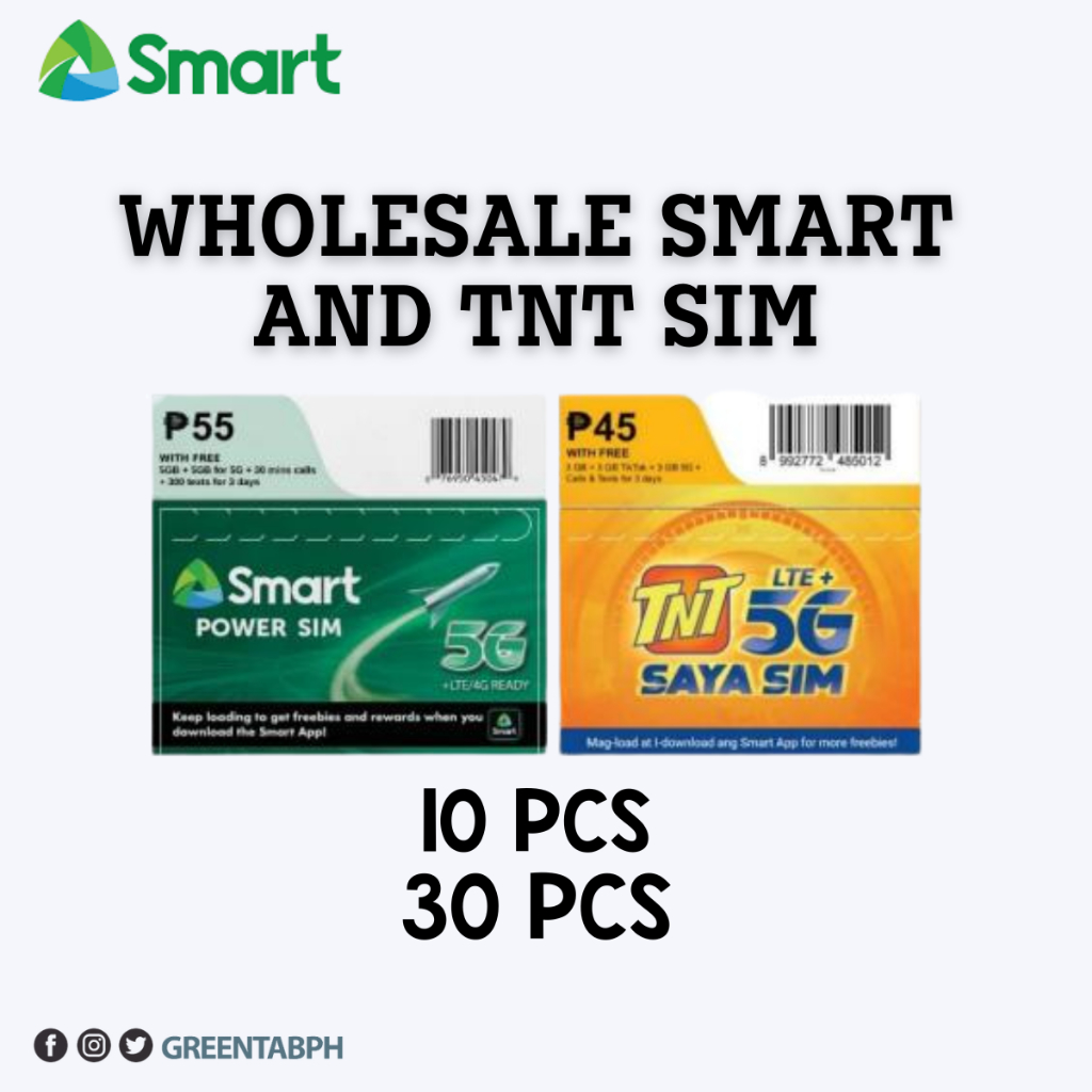 SMART AND TNT SIM WHOLE SALE 10 PCS & 30 PCS | Shopee Philippines
