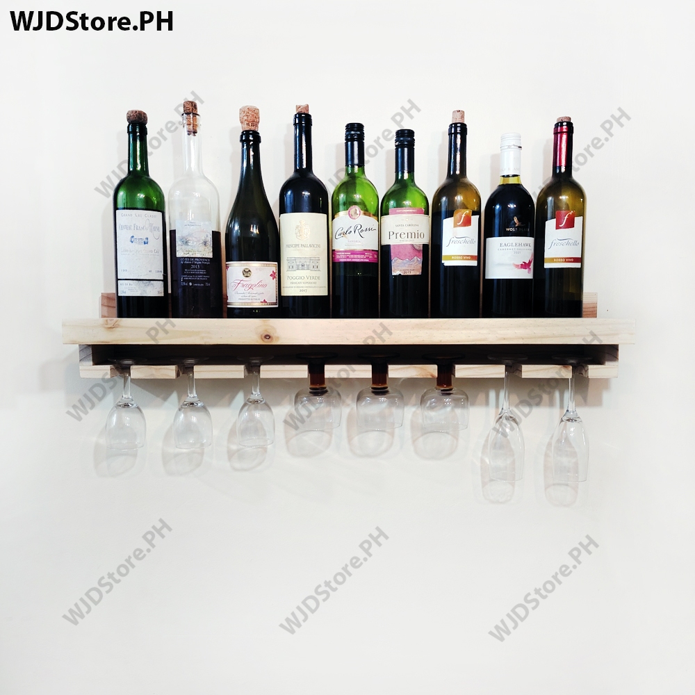 Wine Rack Wooden Wine Rack and Glass Holder 8 bottles Single Modern ...