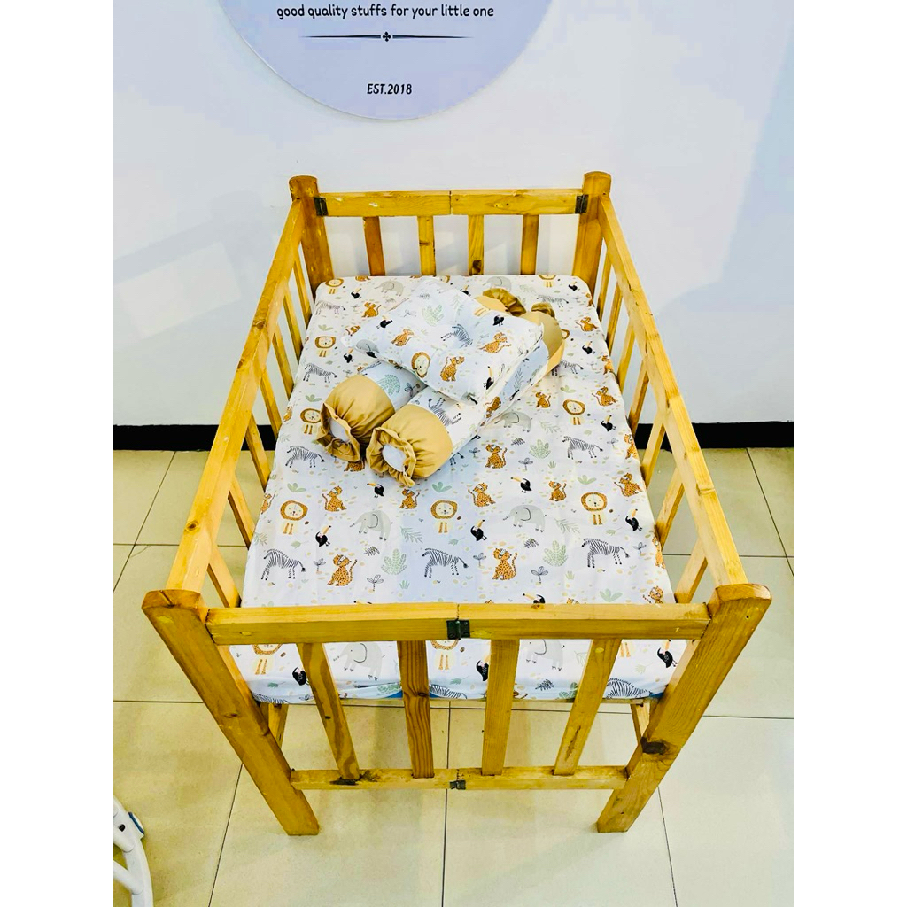 Wooden Crib with foam and pillow set | Shopee Philippines