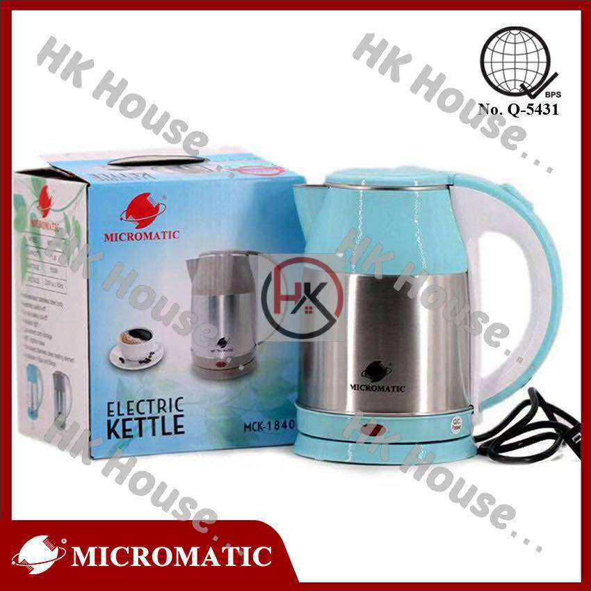 MICROMATIC Electric Kettle 1.8L (Blue/Mocha) MCK-1840 | Shopee Philippines