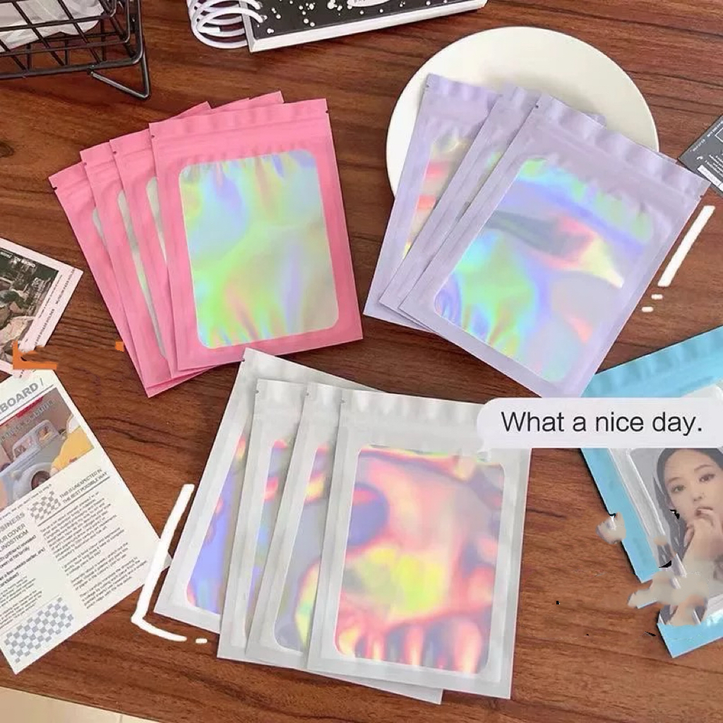 50Pcs/Pack Matte Zip lock Holographic Pouch Laser Wholesale Gift and ...