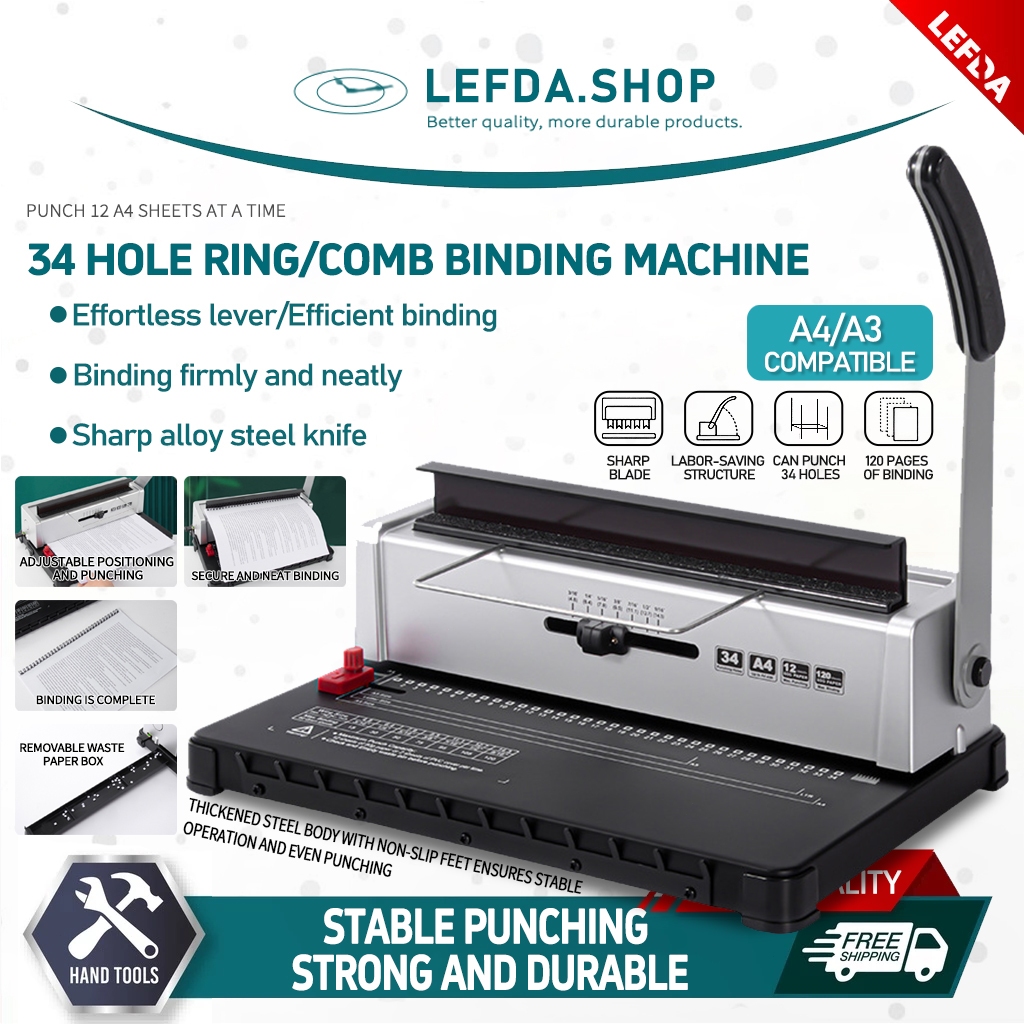Ring/Comb Binding Machine A4/A3 Size Heavy Duty 34 Hole Comb Binding ...