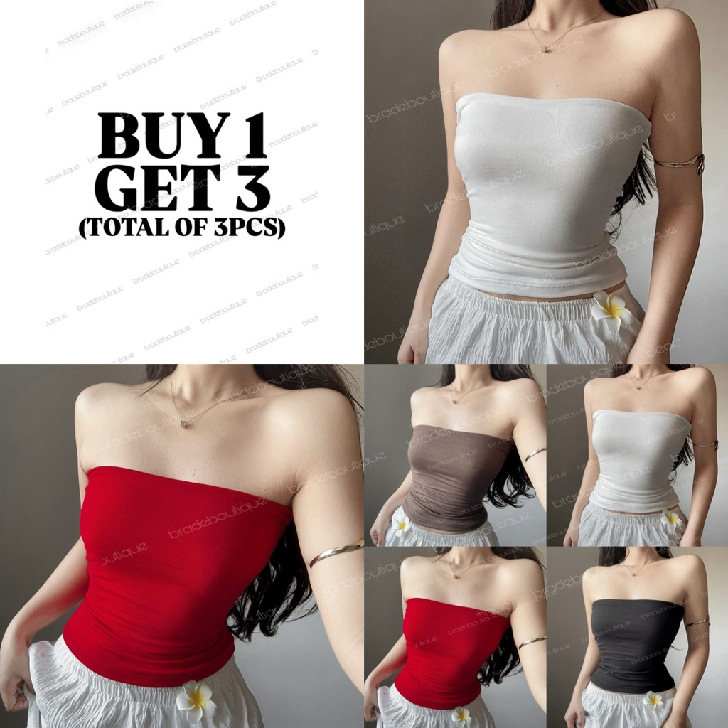 BUY 1 TAKE 2 (Total of 3pcs) NILDA TUBE Double Lining Basic Sexy Top ...
