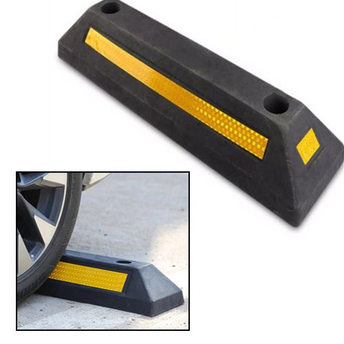 Heavy Duty Rubber Car Wheel Stopper Parking Block with Reflective Strip ...