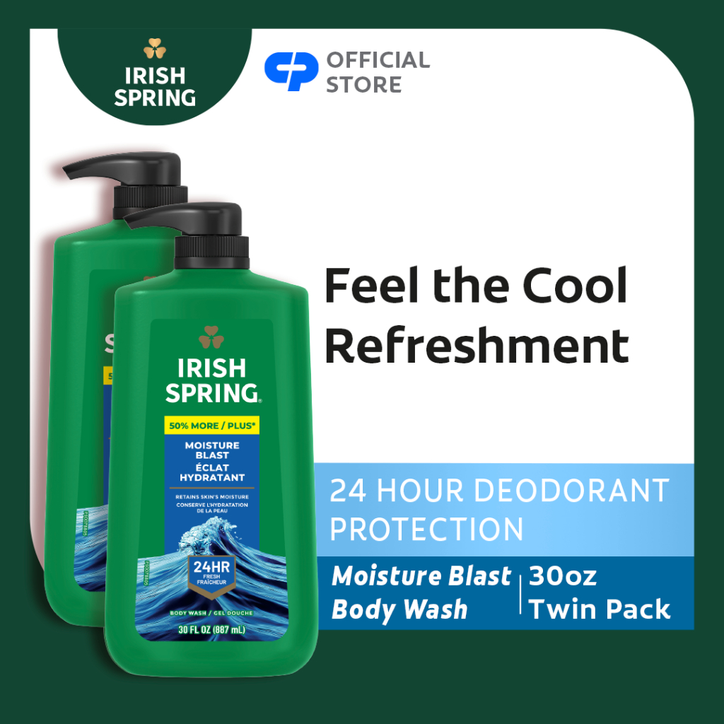 Irish Spring Moisture Blast Face & Body Wash - 24-Hour Freshness, 30oz ...