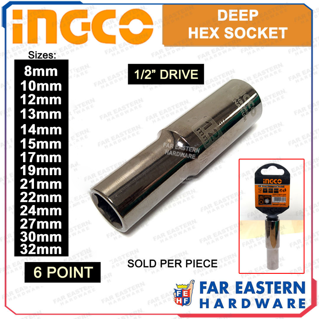 INGCO Deep Hex Socket Wrench 1/2