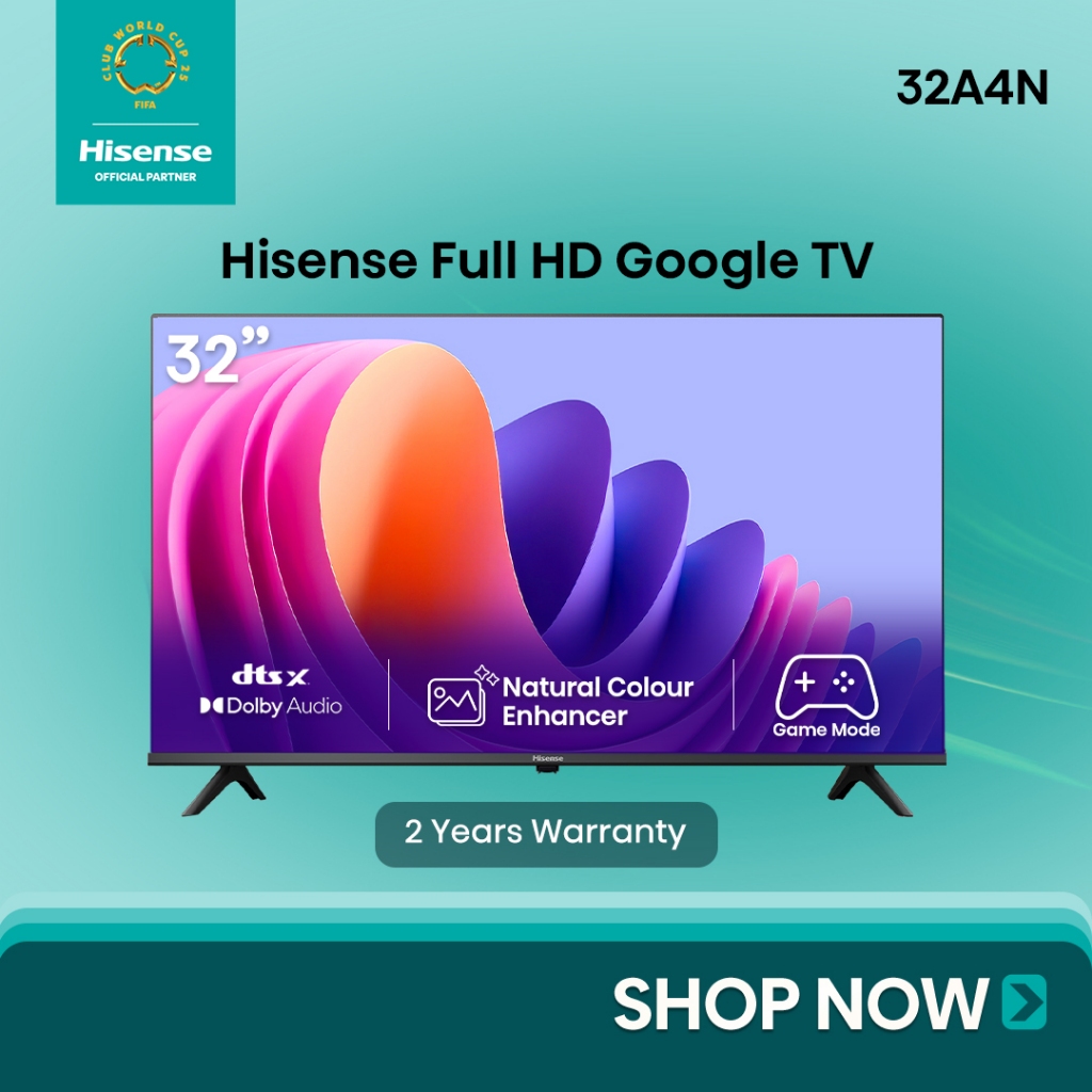Hisense 32 inches Full HD Google TV (32A4N) with Wall Bracket | Shopee ...