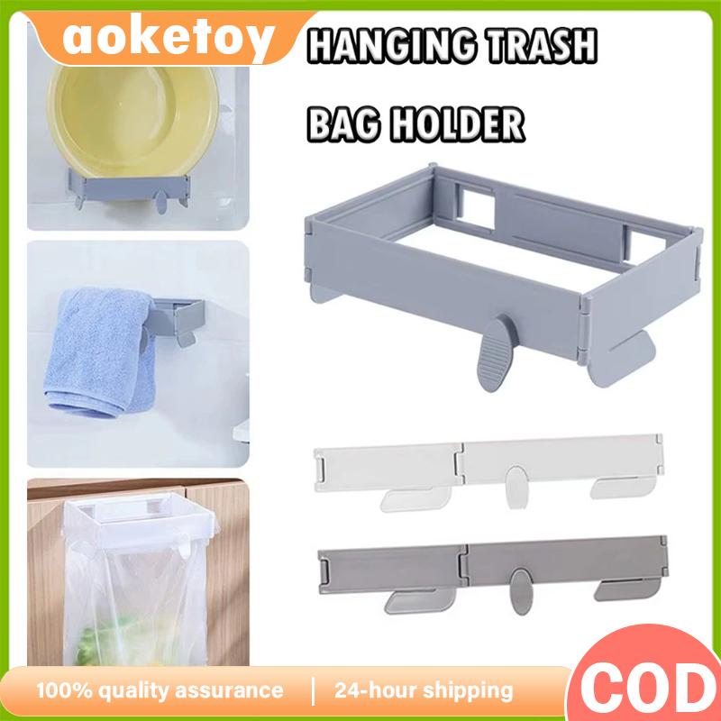 Foldable Garbage Bag Holder Over The Cabinet Door Trash Bag Rack ...