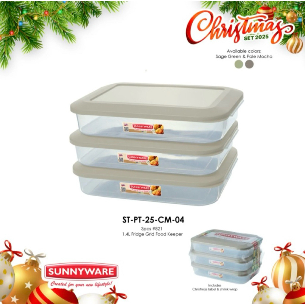 3pcs Sunnyware Christmas Set Aesthetic Food Storage Food Keeper Graham ...
