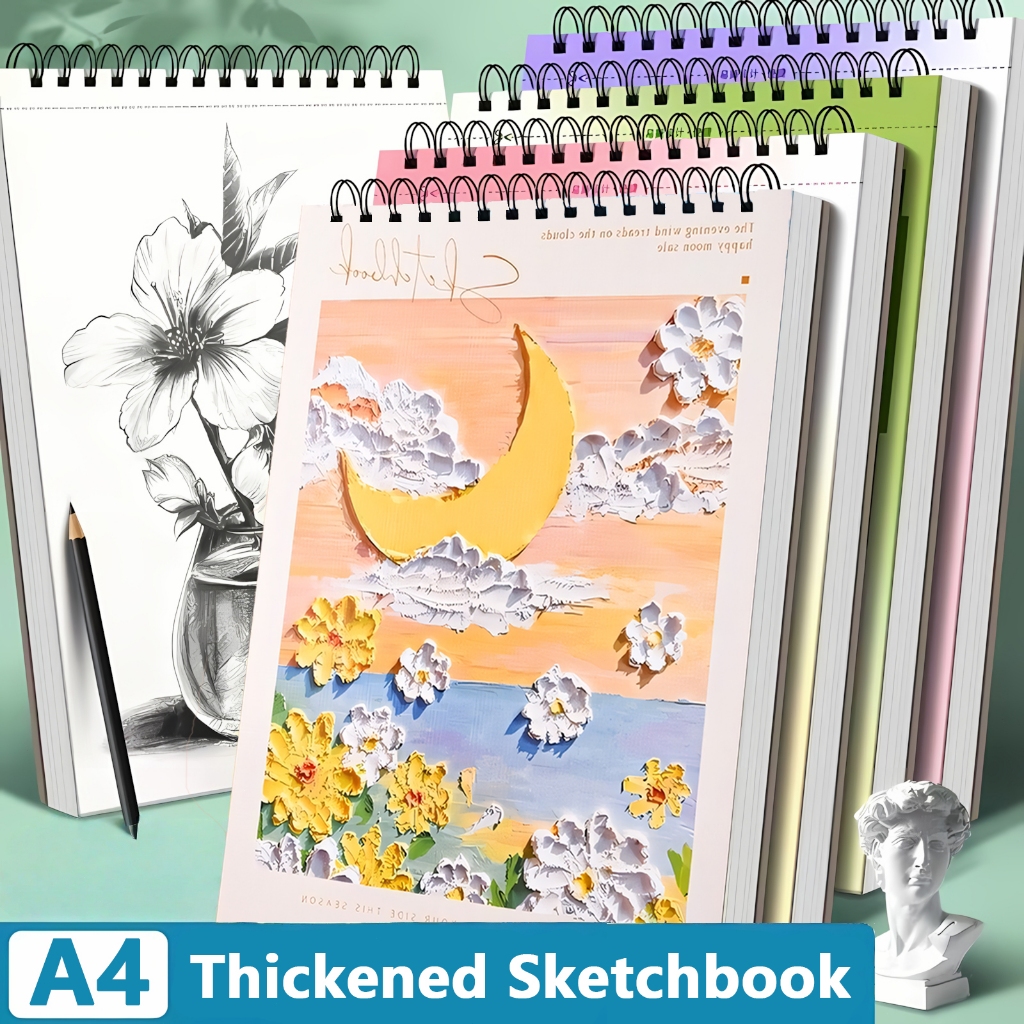 A4 Cartoon Sketchbook Coil Blank Drawing Book Thickned Sketch Pad Art ...