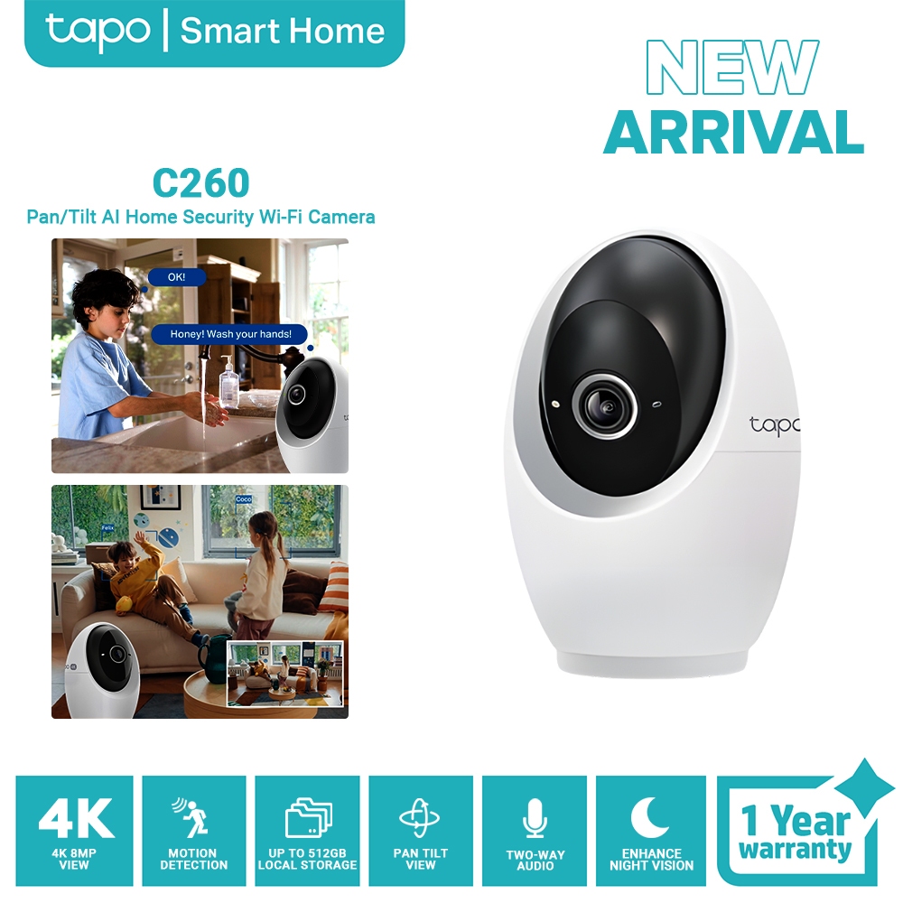 TP-Link Tapo C260 4K 8MP Pan/Tilt AI Home Security Wi-Fi Camera|Human ...