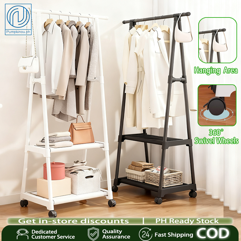 COD⚡Triangle Coat Rack with Wheels Versatile Clothes Organizer Hanging ...