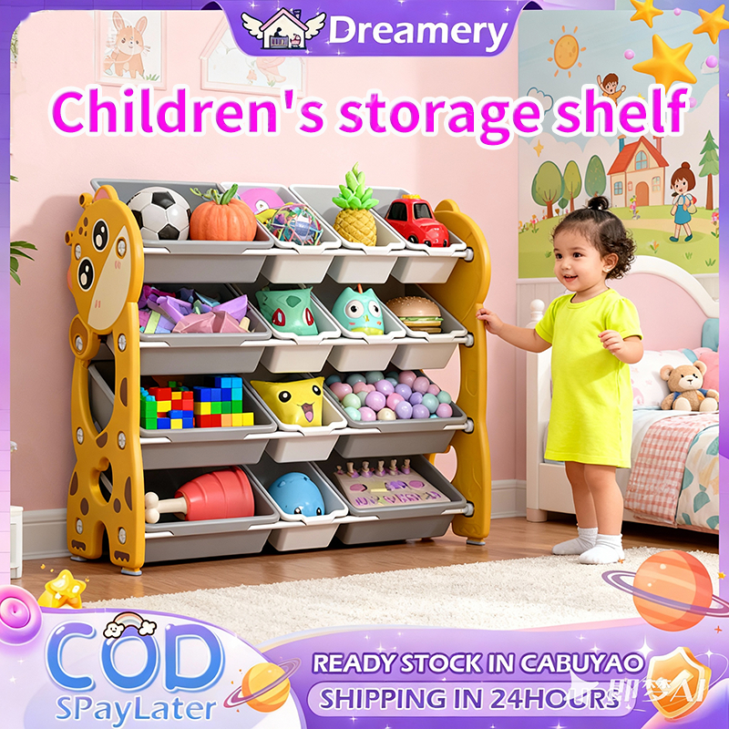 Kids Toy Storage Rack 4 Layers, Large Capacity Organizer Cabinet with ...