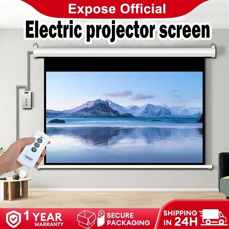Expose Electric Projection Screen 84 inches Automatic Roll Up With ...