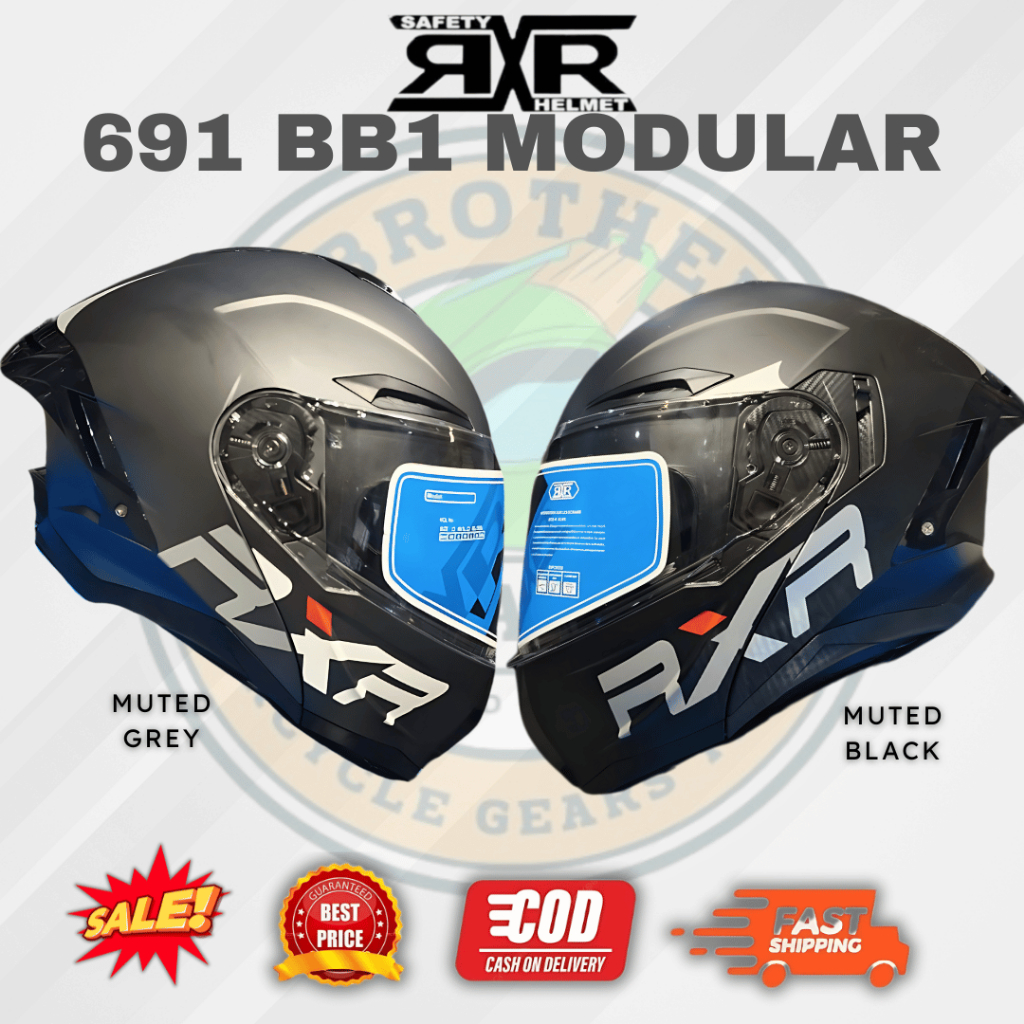 RXR 691 BB1 (MODULAR) Full Face Helmet Dual Visor with ICC STICKER
