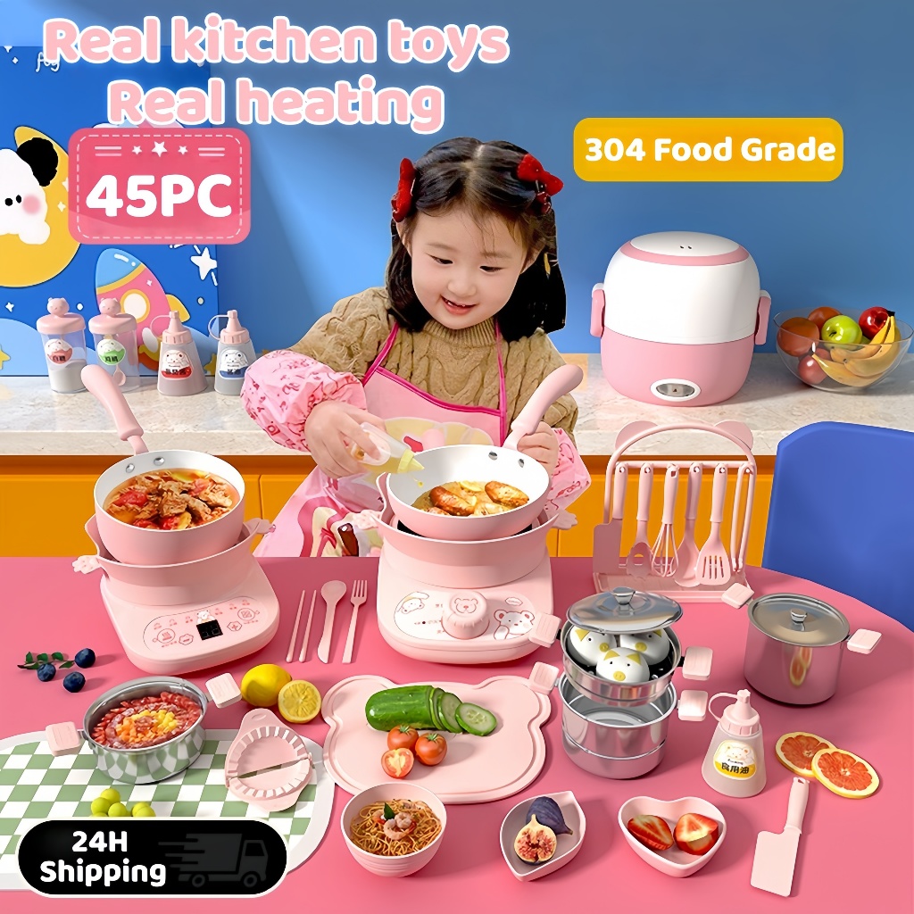 46pcs Real Mini Cooking Set For Kids Kitchen Toys Set for Kids Girls ...