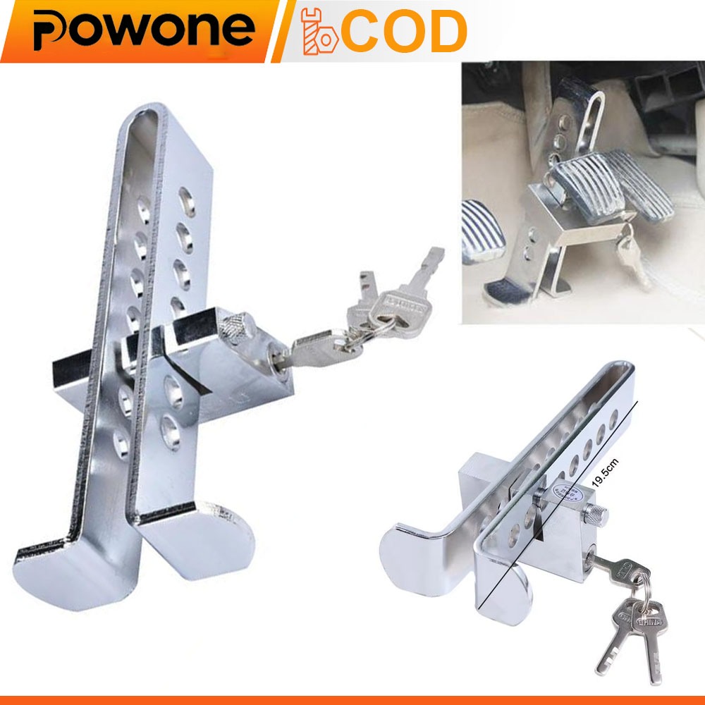 Car Brake Pedal Lock – Heavy Duty Stainless Steel Anti-Theft Lock – For Brake & Clutch Pedals – Universal