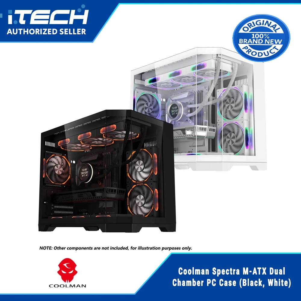 Coolman Spectra M-ATX Dual Chamber PC Case (Black, White) | Shopee ...
