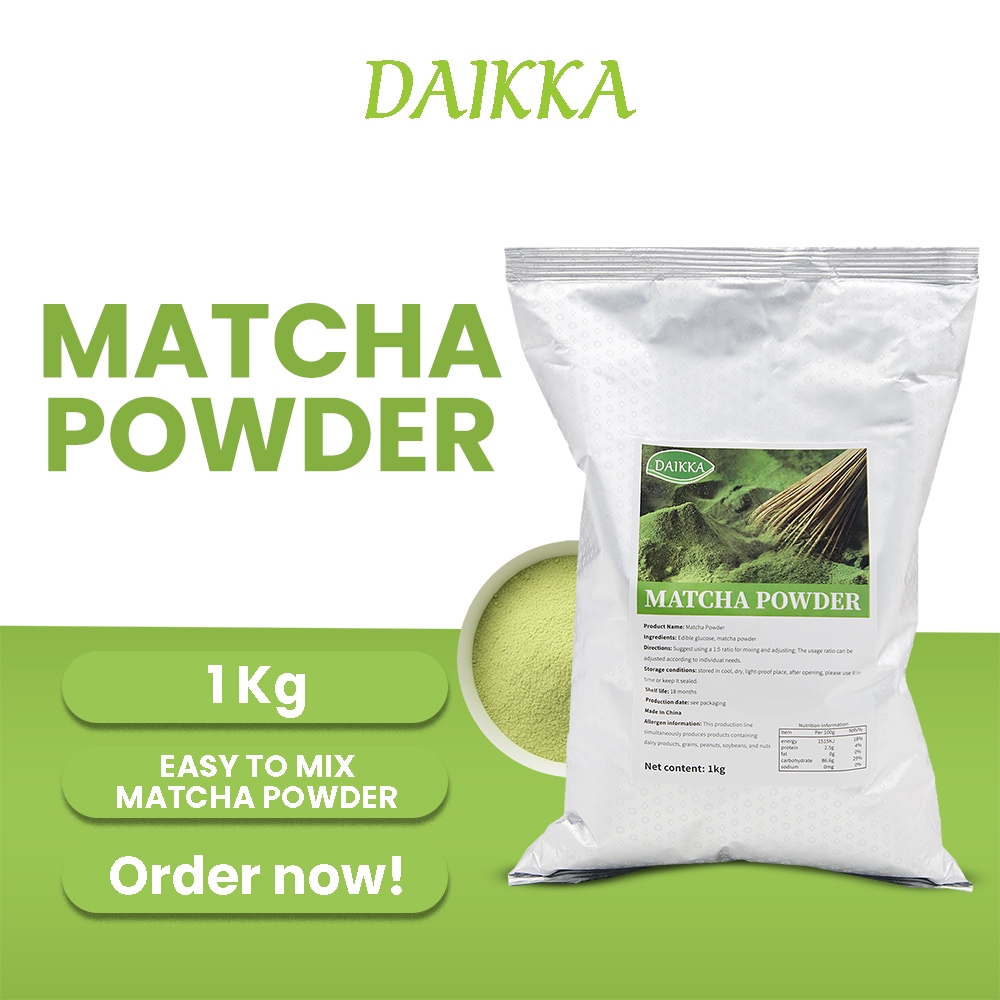 Daikka Matcha Powder 1kg for Milk Tea Shakes Frappe Baking Premium ...