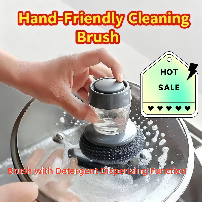 Thickened Press-Type Kitchen Long Handle Multi-Function Pot Scrubber ...