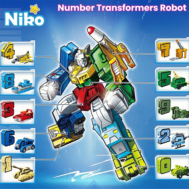 NIKO 10pcs Number Transformers Robot Toys DIY Early Educational ...