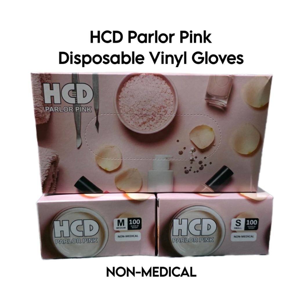 HCD Parlor Pink Disposable Vinyl Gloves (100 pcs. /box) NON-MEDICAL ...