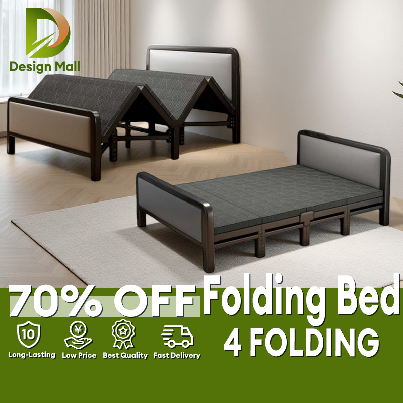 Metal Folding Bed Single/Double/Queen Four folding bed Foldable Bed ...