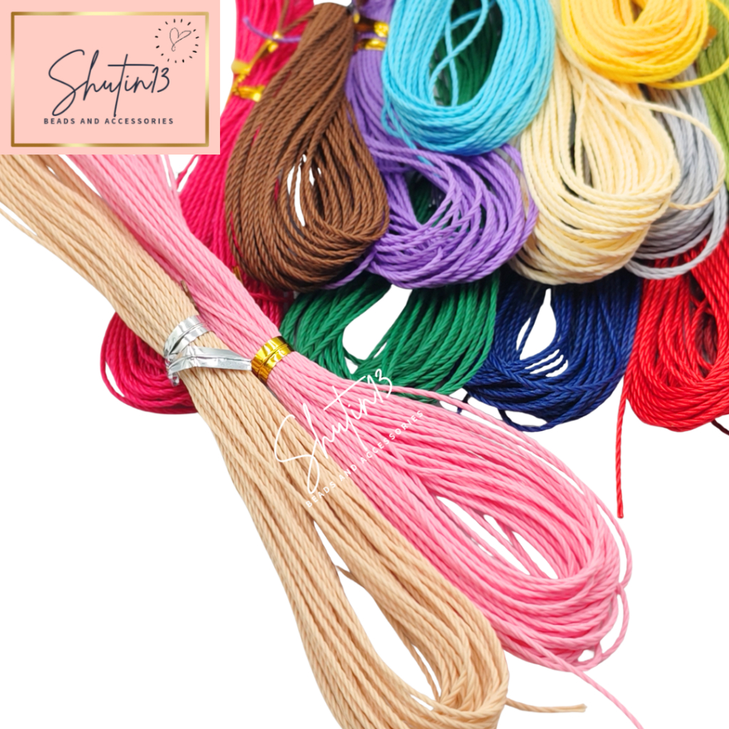 Shutin13 1mm Wax Thread Waxed Cotton Cord Waived Beading String for DIY ...