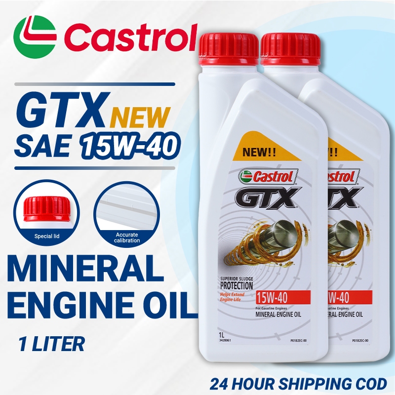 Castrol GTX 15W-40 Mineral Engine Oil 1L New Lubricant– Best for Sludge ...
