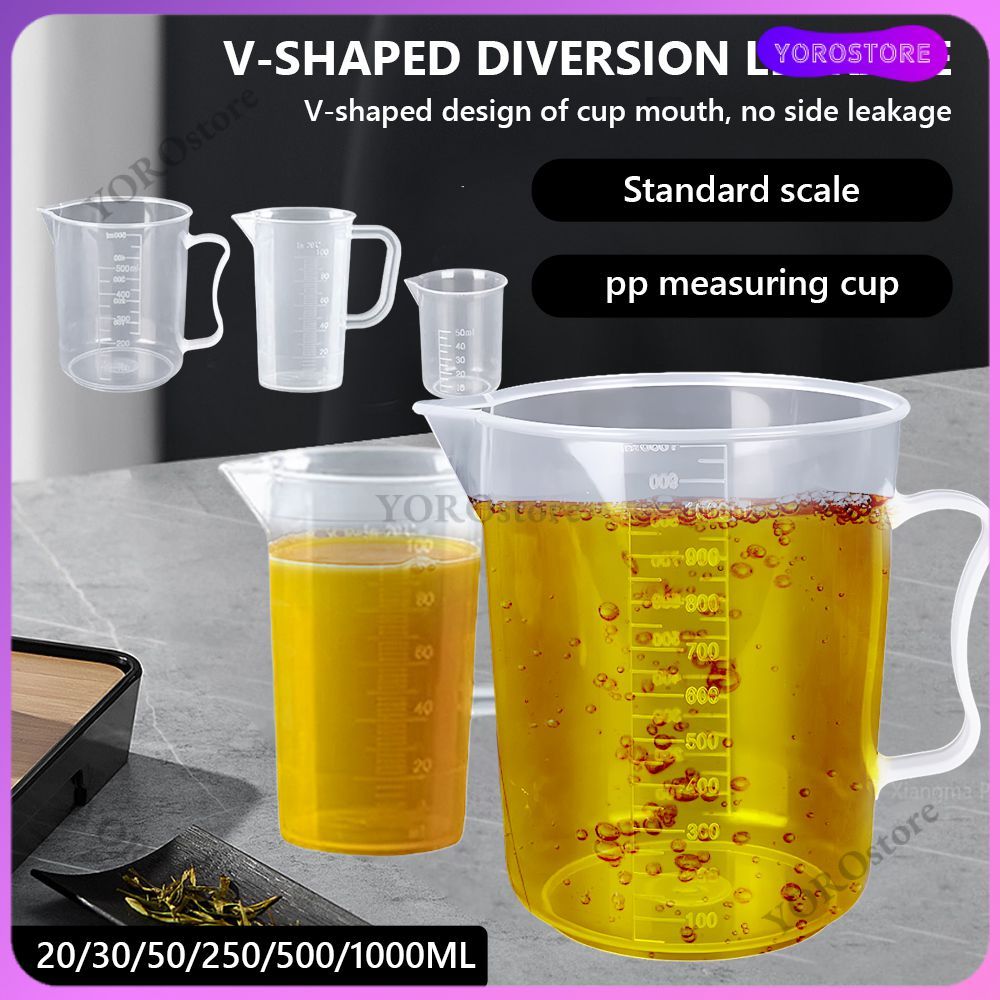 20/30/50/250/500/1000 ML Graduated Measuring Cup Plastic Liquid ...