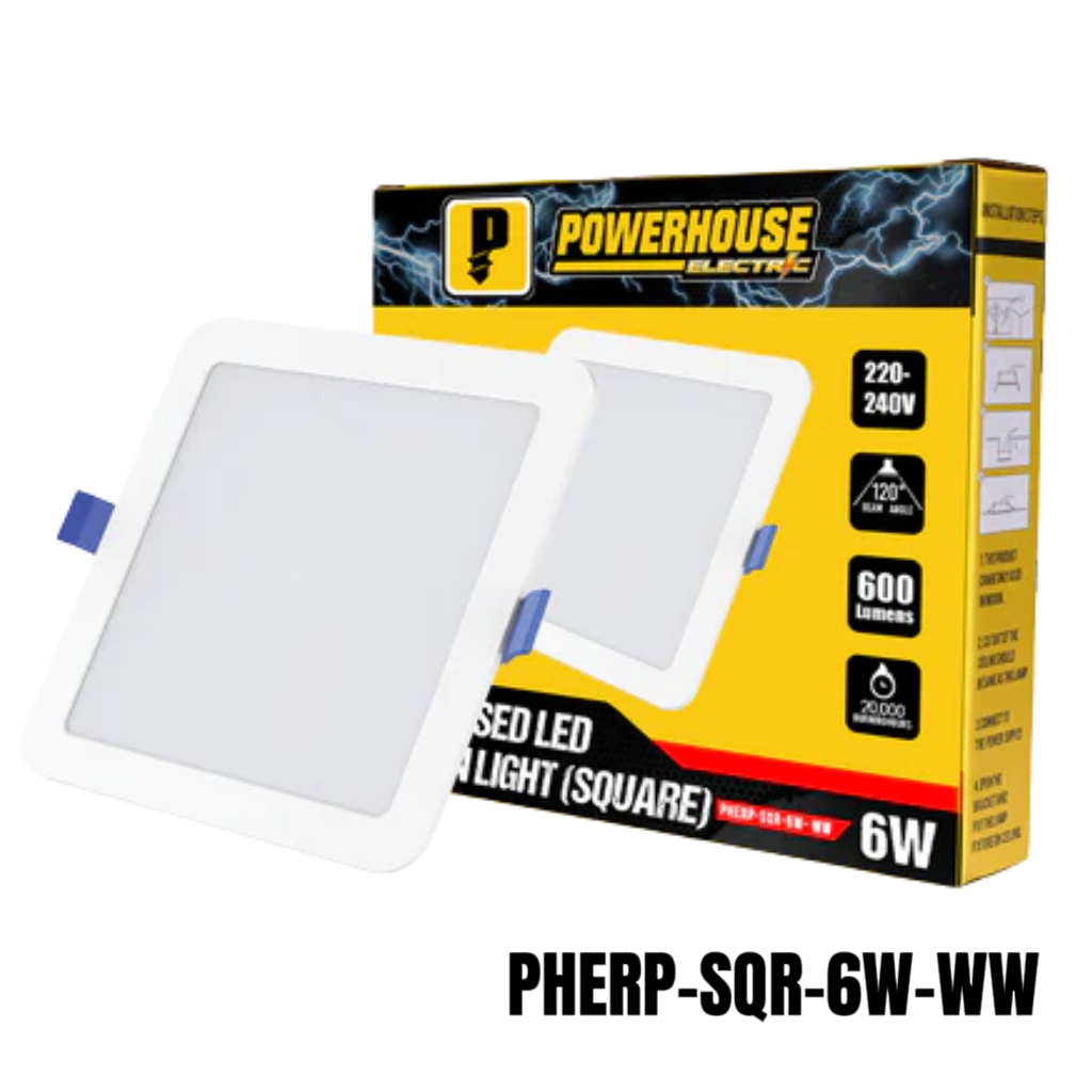 POWERHOUSE Electric LED Recessed Downlight Square 6W/9W/12W Warm & Cool ...