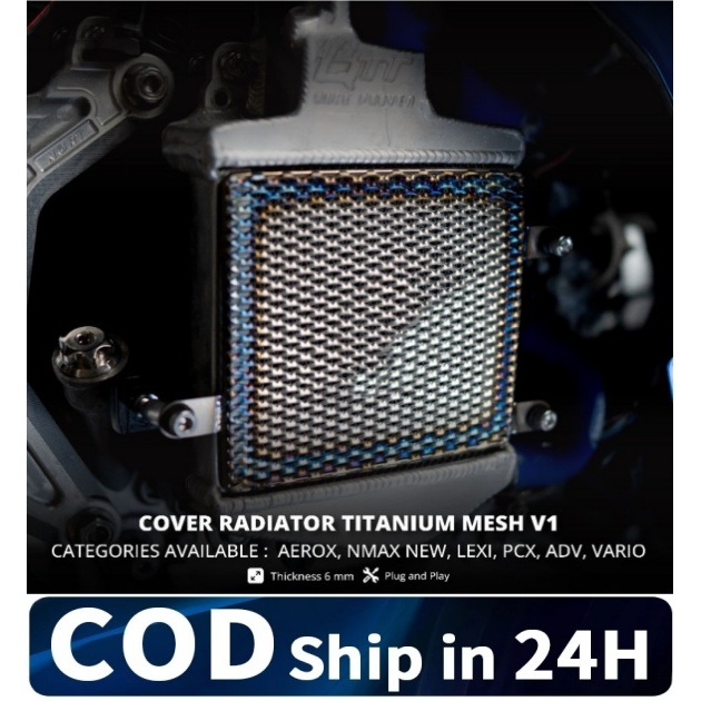 【24H SHIP】TITANIUM RADIATOR COVER【NMAX/AEROX/CLICK 125 /150 /160 ...