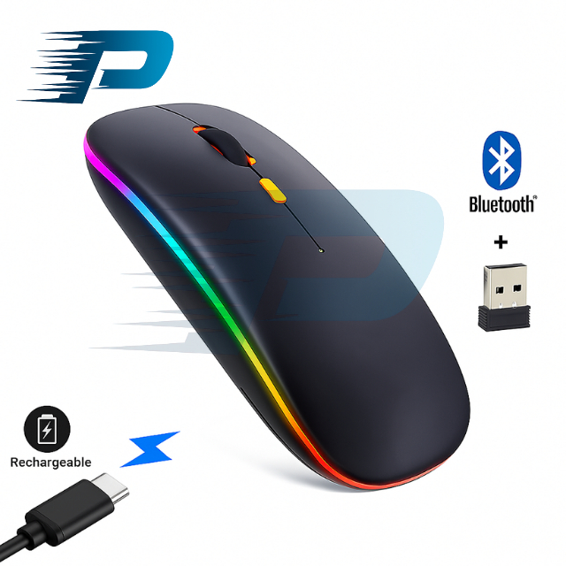 Wireless Bluetooth Mouse RGB 2.4Ghz Led Light USB Receiver Optical Slim ...