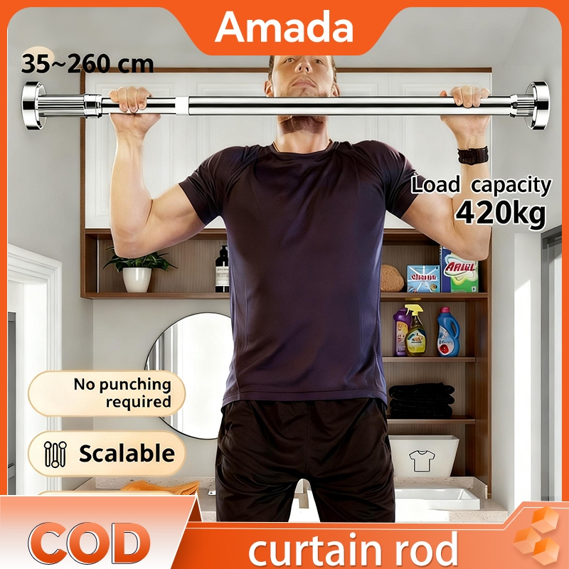 Amada Curtain Rod Extendable Holder Stainless Clothes Hanging Rack ...