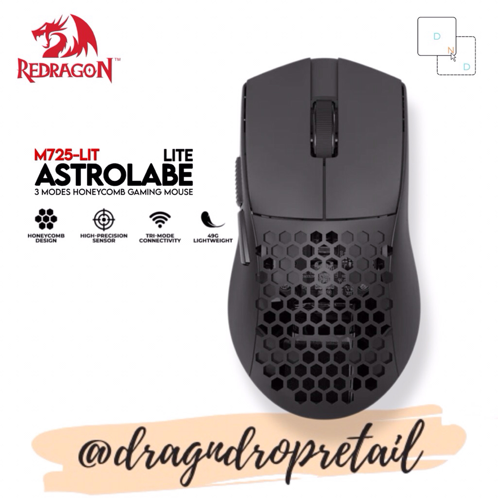 Redragon ASTROLABE LITE 3-Modes Honeycomb Lightweight Gaming Mouse ...