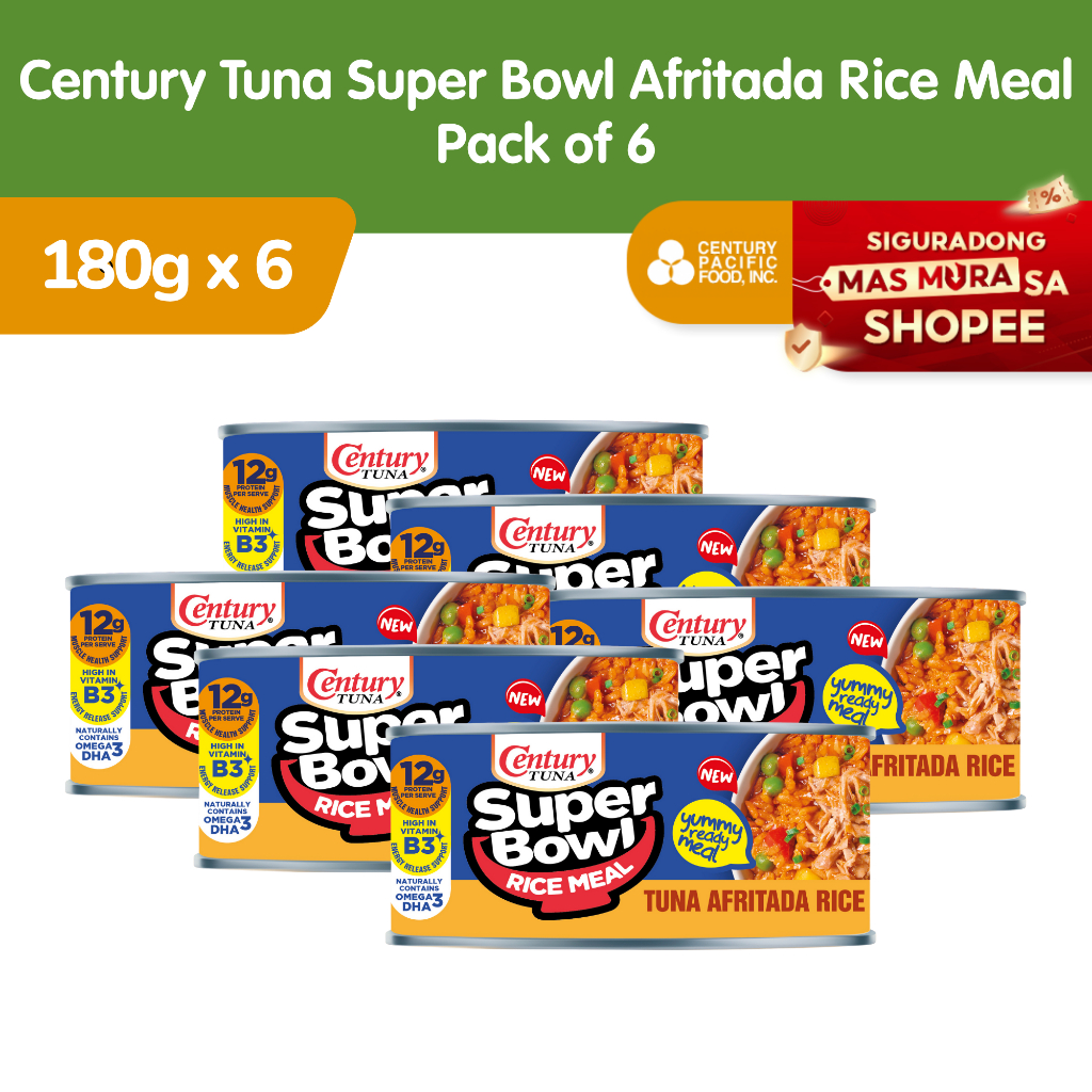 Century Tuna Super Bowl Afritada Rice Meal 180g (Pack of 6) | Shopee ...