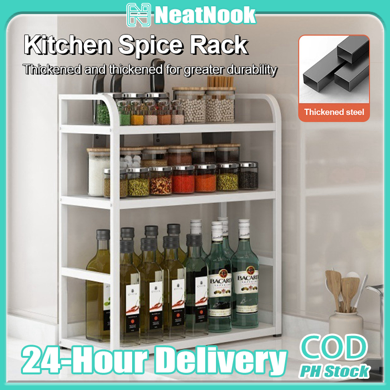 2/3 Tier Spice Rack Space Saving Kitchen Countertop Seasoning Condiment ...