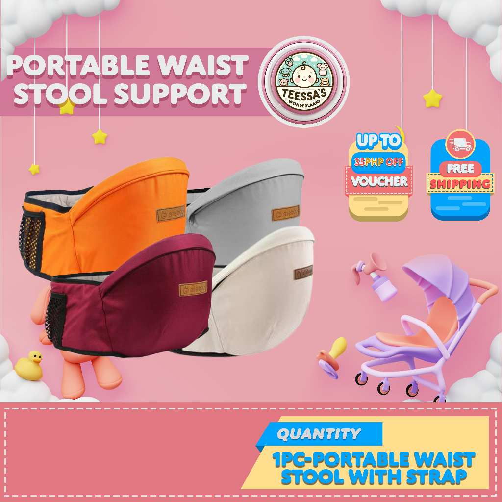 Portable waist stool with strap support to avoid hands and shoulder ...
