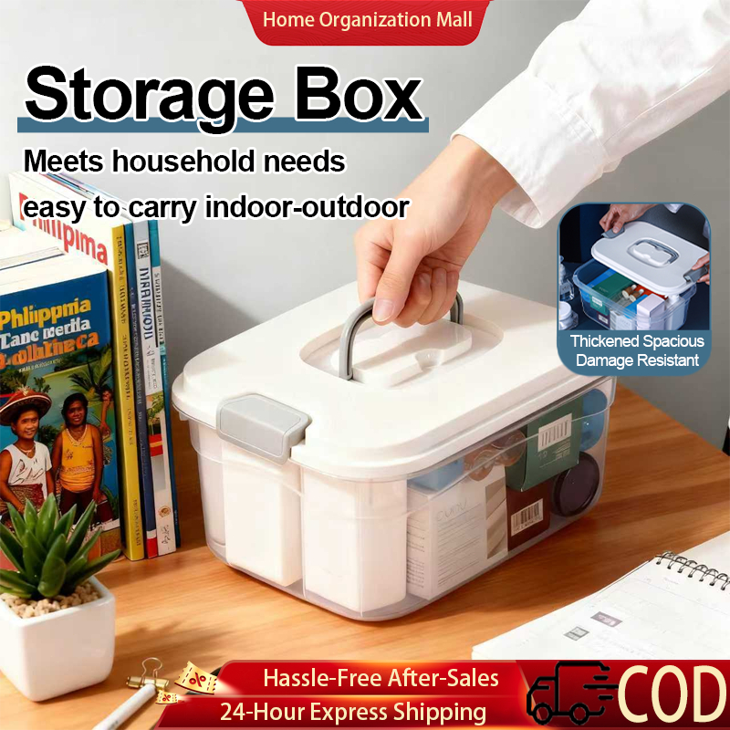H&M Multifunctional Clear Storage Box Organizer with Lid Handles, Multi ...