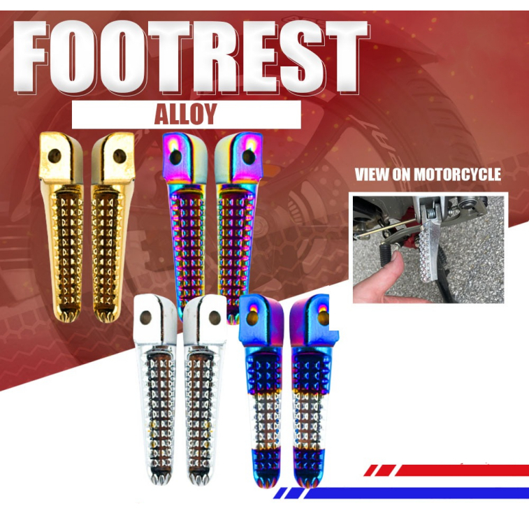 1 Pair High-Quality Universal Motorcycle Rear Footrest Pedals Alloy Two ...