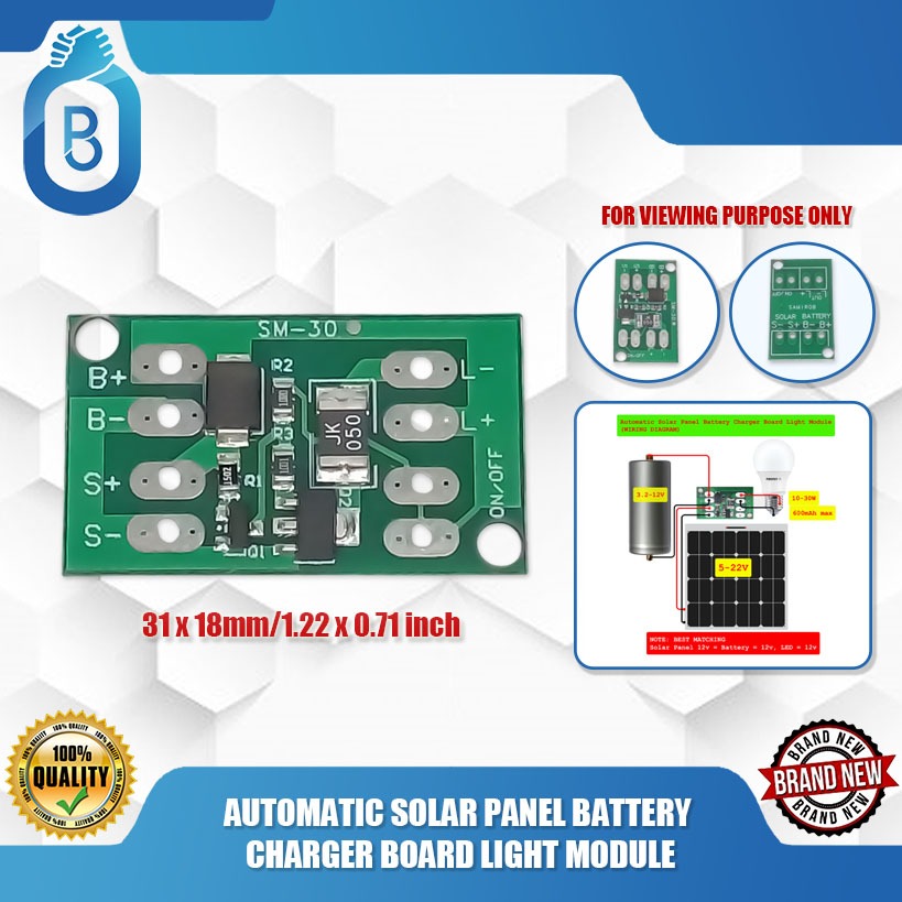 AUTOMATIC SOLAR PANEL BATTERY CHARGER BOARD LIGHT MODULE | Shopee ...