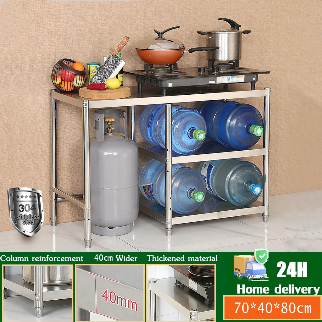 【Ready Stock】3-Tier Stainless Steel Kitchen Rack for Gas Stove | Space ...