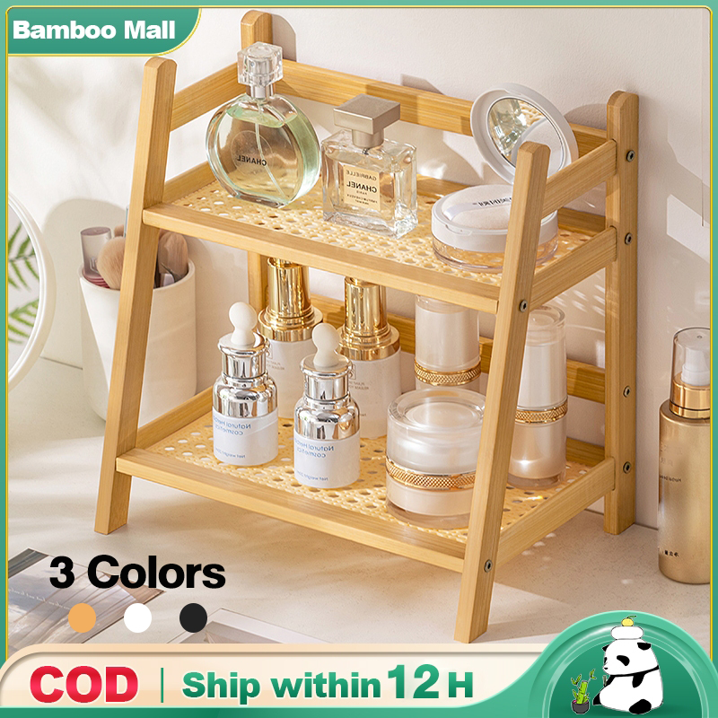 [On Hand] Rattan Desktop Storage Rack 2-Layer Bedroom Kitchen Storage ...