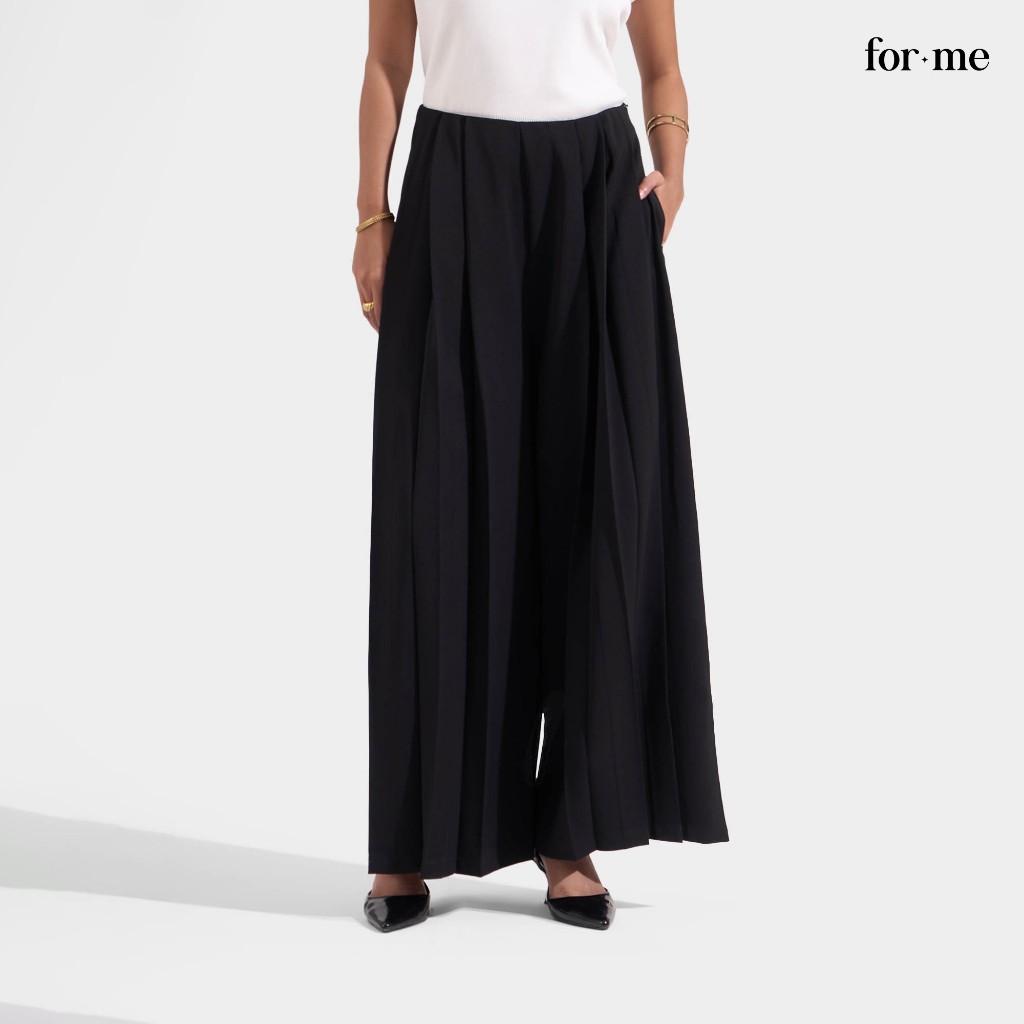 ForMe Pleated Wide Leg Palazzo Pants For Women | Shopee Philippines