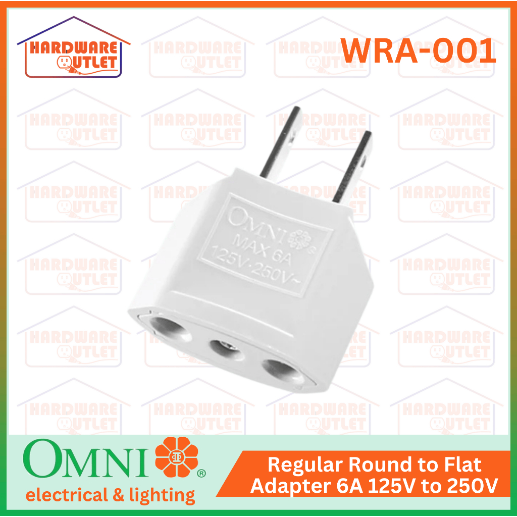 Omni Regular Adapter Round to Flat 6A 125V to 250V WRA-001 | Shopee ...