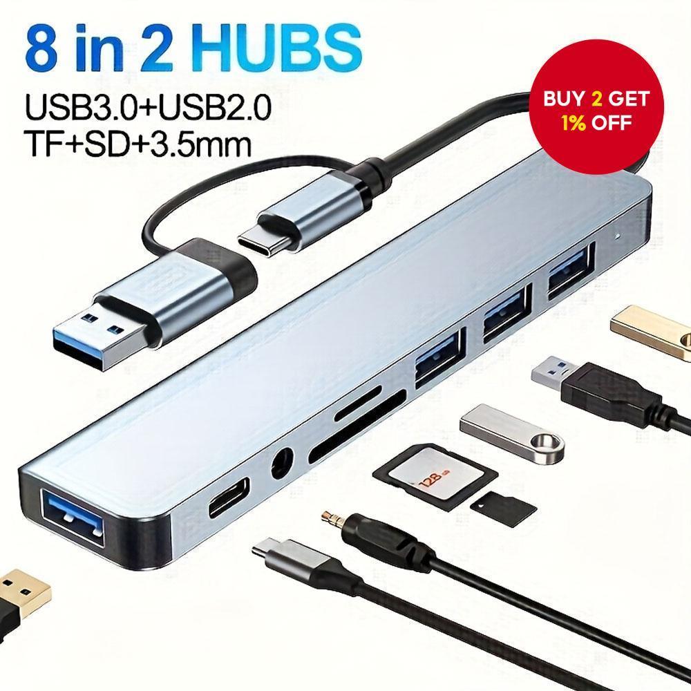 USB Hub Expander Dock 7in1 USB3.0 Type C Adapter TF SD Reader 3.5mm ...