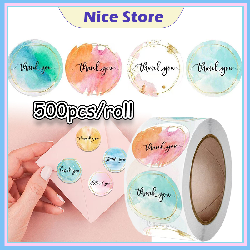 NICE 500Pcs/Roll Thank You Stickers Self-Adhesive Round Seal Label for ...