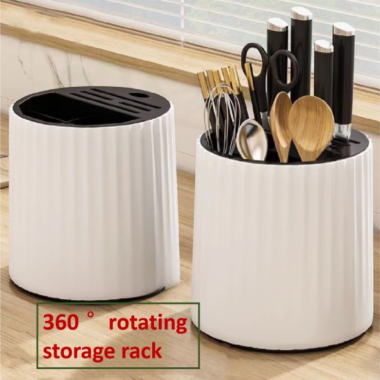 Kitchen Rotating Knives Holder 360 Degree Chopsticks Cage Cutlery Rack ...