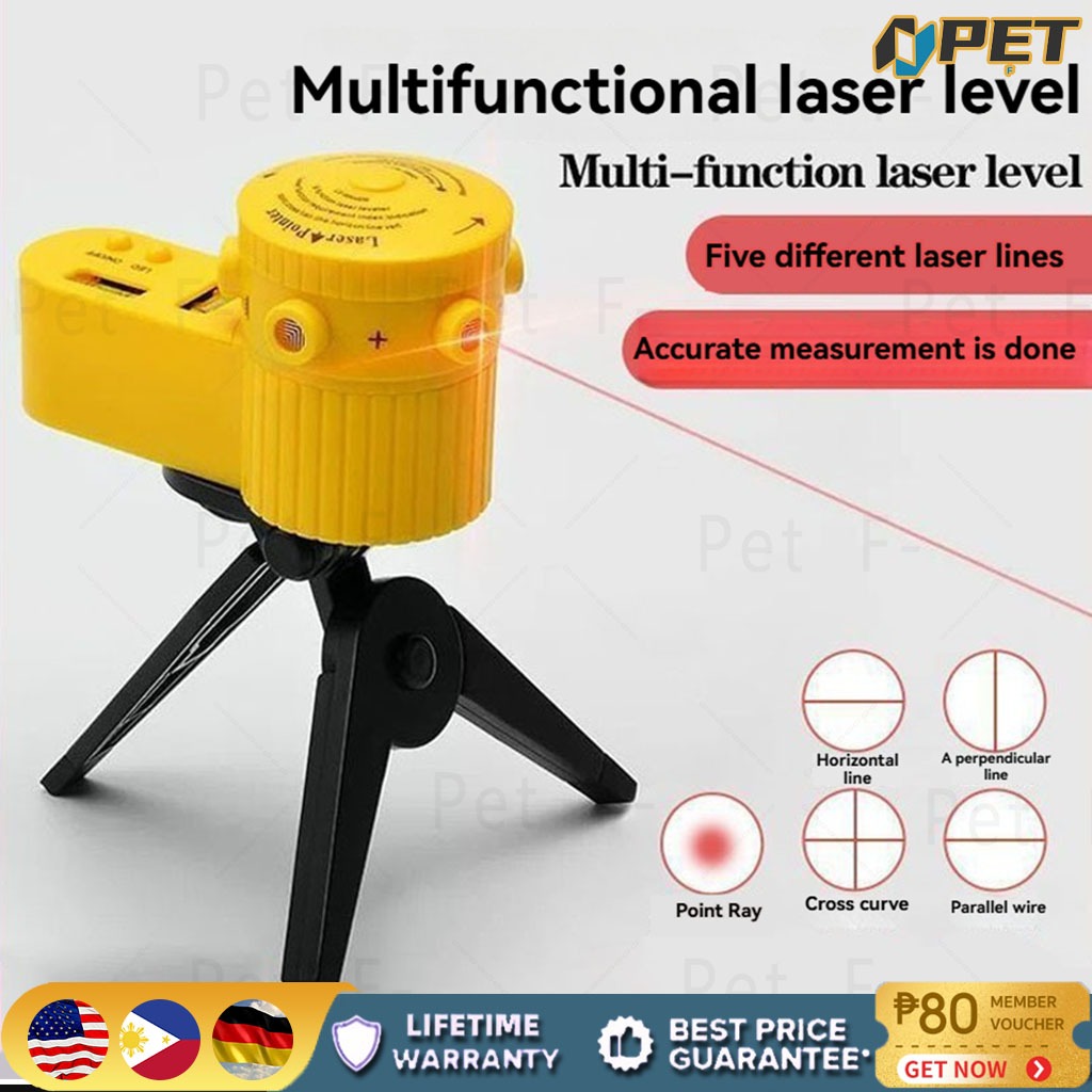 Laser level, home measurement level, LED indicator with rotating tripod ...