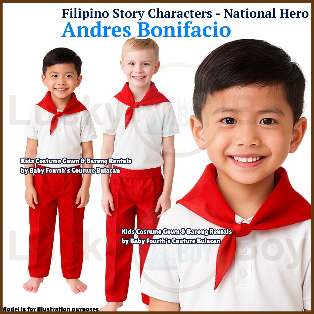 Filipino Story Character Bonifacio Katipunero Farmers Costume for Kids ...